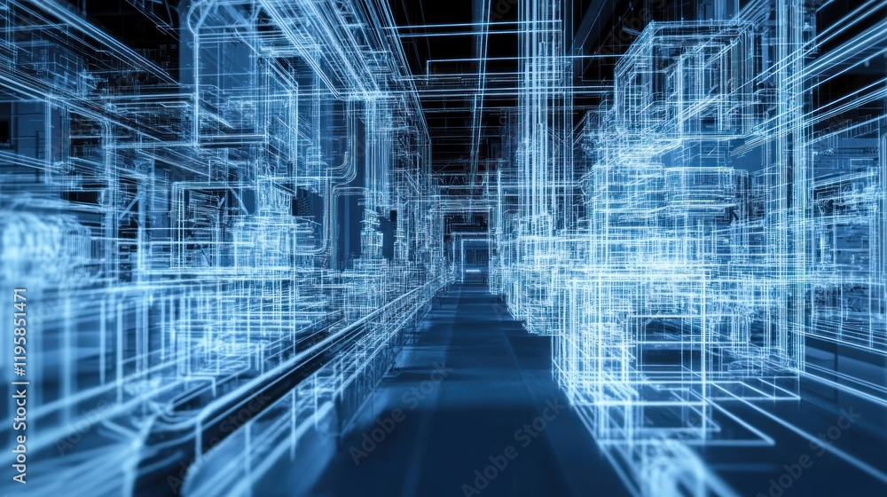 Poster Abstract Digital Architectural Wireframe Structure