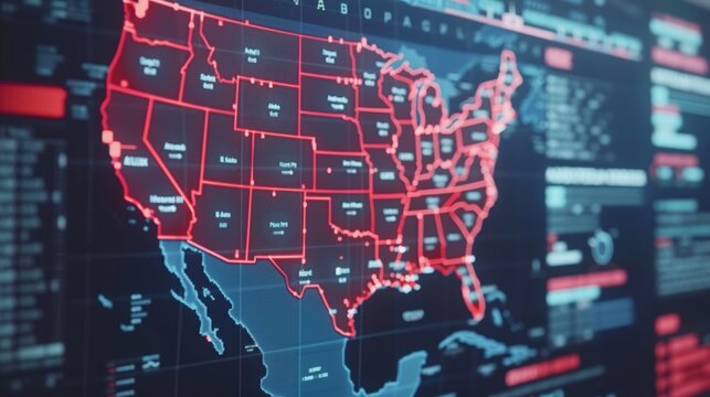 High tech digital globe displaying usa map with smart mapping and global network connections - Powered by Adobe