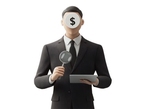 Isolated Businessman with Dollar Sign Mask - Powered by Adobe