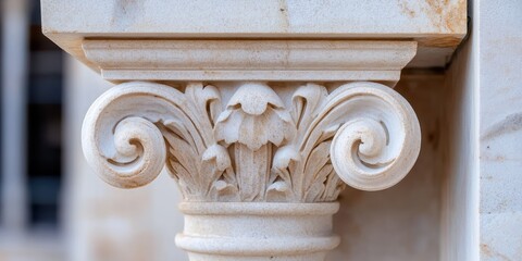 An intricately carved, classical column reveals elegant scrollwork, showcasing the artistry and craftsmanship of bygone eras.