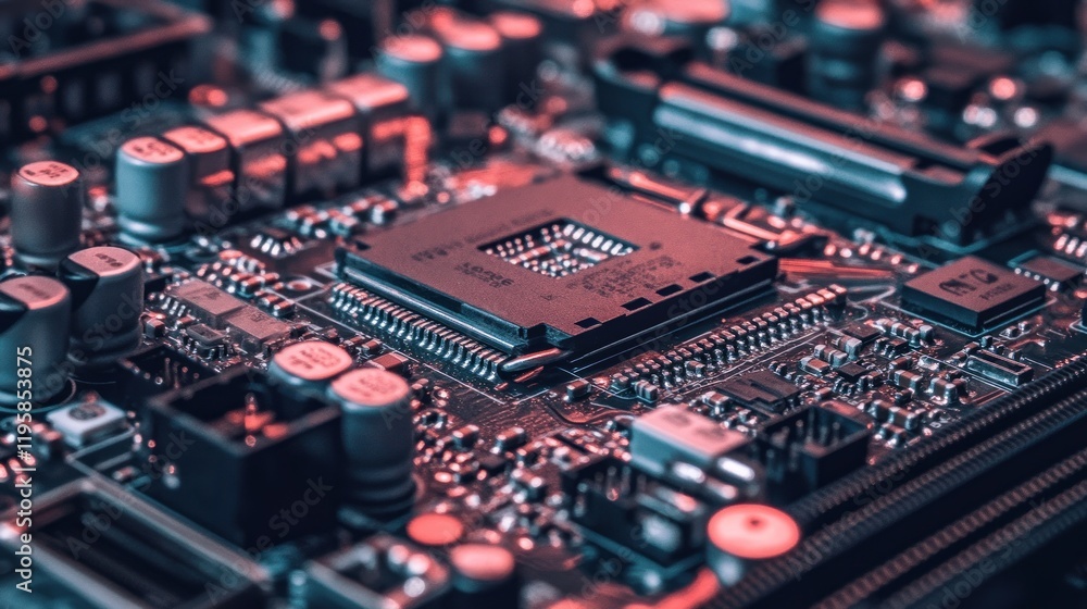 Poster Closeup View Of A Computer Motherboard Circuitry