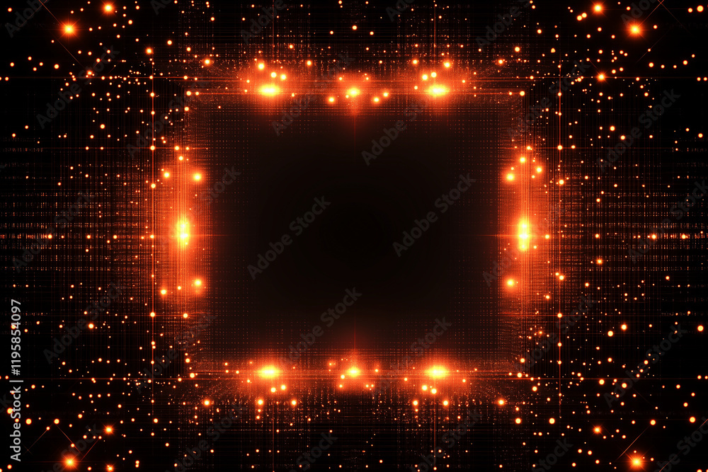 Aufkleber glowing nodes abstract digital matrix network connection technology background sci-fi futuristic
