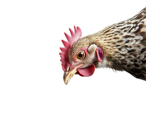 Isolated Chicken Head Closeup on White Background