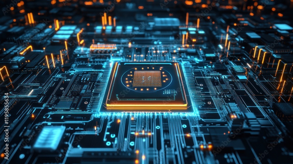 Aufkleber glowing circuit board shows central processing unit