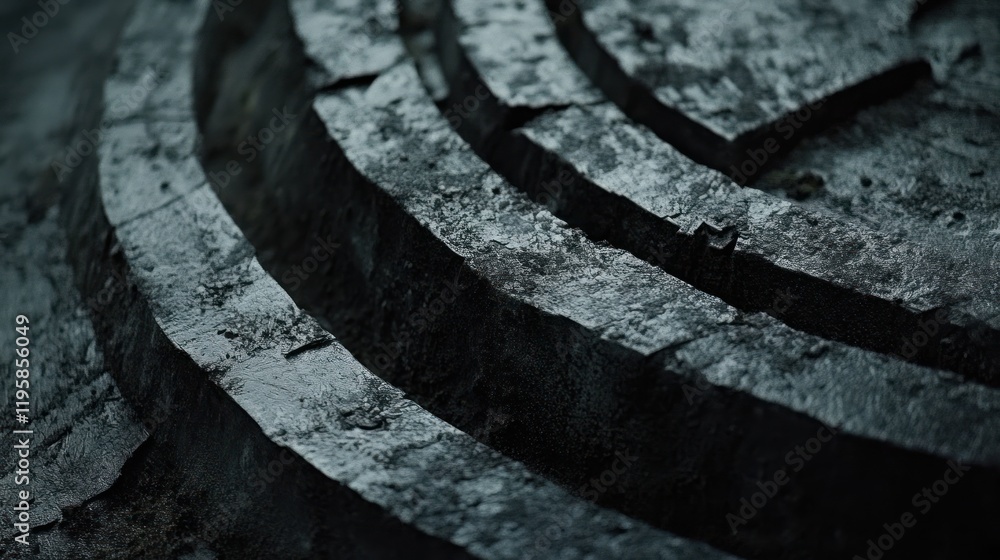 Poster dark grey concentric circular stone structure
