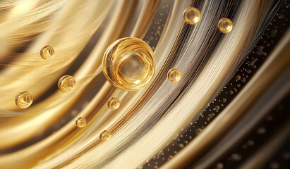 Nourish hair of shampoo or Oil Vitamin serum. Repair damaged hair concept, 3d rendering.