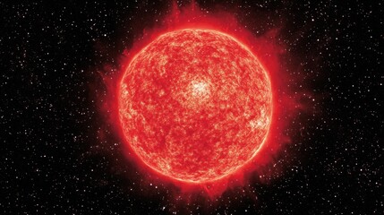 Fiery Red Giant Star in Dark Space Background