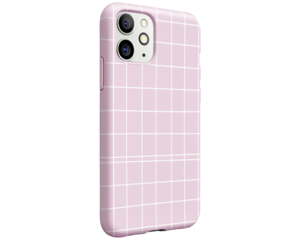 Isolated Pink Phone Case with White Grid Pattern