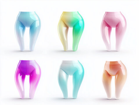 Ic&ocirc;nes de leggings en 3D sur fond blanc