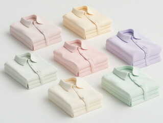 Ic&ocirc;nes de chemises homme pastel en 3D sur fond blanc