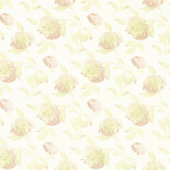 Soft pastel watercolor seamless floral texture with delicate faded motifs. Light spring background perfect for stationery, paper crafts, and fabric.