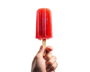 Isolated Hand Holding a Red Popsicle on a Stick
