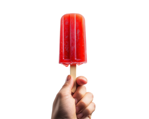 Isolated Hand Holding a Red Popsicle on a Stick
