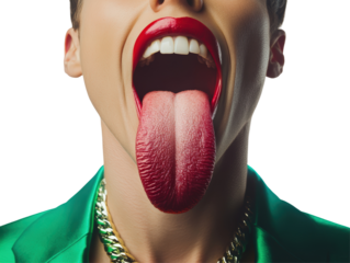 Isolated Wide Open Mouth with Long Tongue