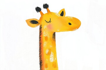Cheerful giraffe with playful expression, vibrant colors, and wh