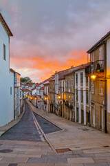 Spain, Galicia. Dusk in Santiago de Compostela