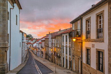 Spain, Galicia. Dusk in Santiago de Compostela