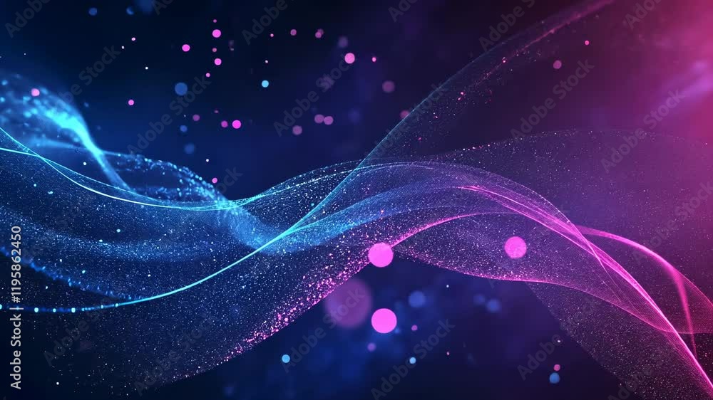 Poster Video with digital abstract background with glowing blue and purple connections forms the shape of an AI brain on a dark gradient, ideal for tech presentations and social network banners.