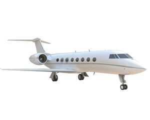 Isolated White Business Jet Airplane Side View