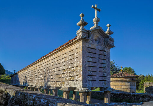 Spain, Galicia. Carnota. The largest horreo in Spain