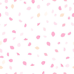 Seamless background rose petals pink. Hand drawing. Not AI, Vector illustration.