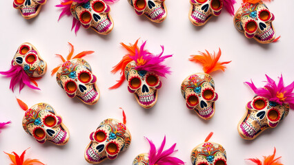 Vibrant Dia de Muertos Skulls