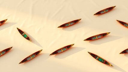 Vivid Voyage: Rowboats in a Rhythmic