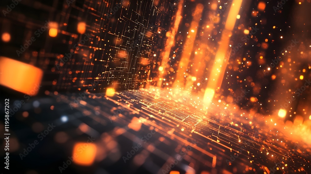 Aufkleber abstract digital orange glow background futuristic technology network circuit board pattern design h