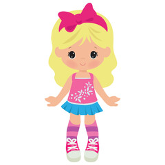 Cute little summer girl vector cartoon illustration