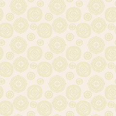 Soft beige seamless pattern with delicate circular lace mandalas. Elegant vintage-inspired design ideal for wallpaper, textiles, and minimal decorative projects.