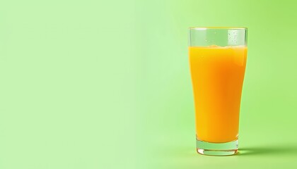 Refreshing Glass of Orange Juice Isolated on Green Screen Background: A Vibrant and Healthy Beverage, Perfect for Summer or a Refreshing Breakfast