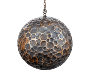 Isolated Metal Wrecking Ball Hanging