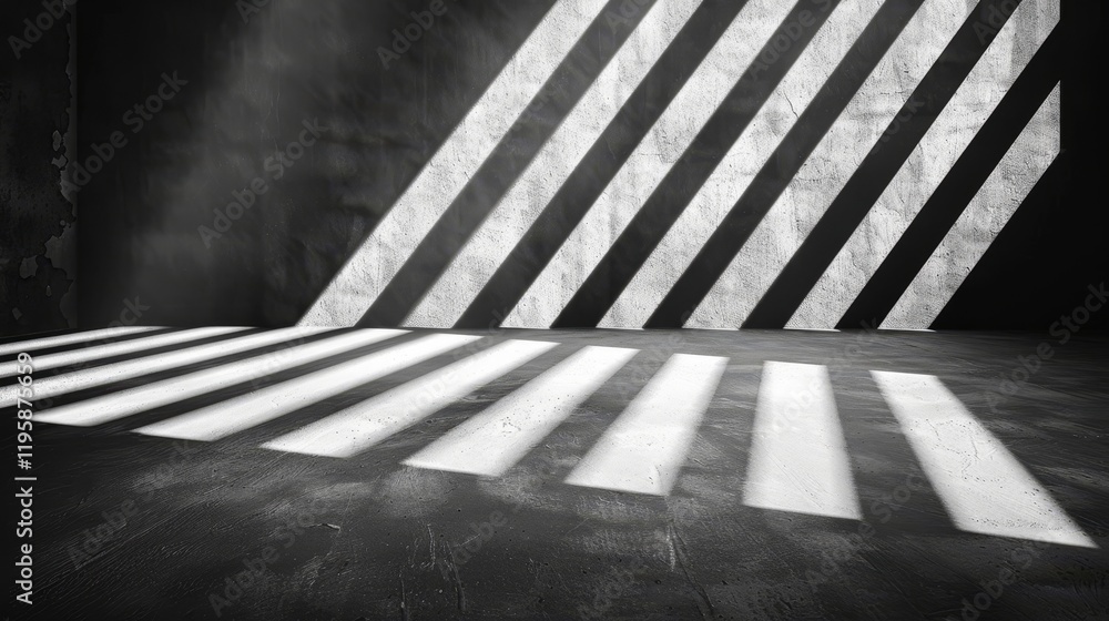 Poster realistic diagonal lines gobo effect creating shadows for overlaying light on surfaces