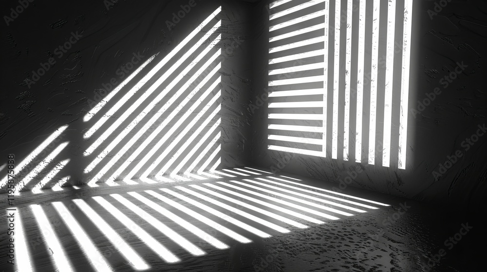 Poster realistic diagonal lines gobo effect with shadows for creative light overlay on surfaces