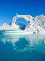 Iceberg in the fjord. Landscape in the Johan Petersen Fjord, a branch of the Sermilik Icefjord, Ammassalik region, Greenland, Danish Territory. © Danita Delimont