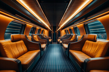 Fototapeta premium Indulge in a luxurious leather train compartment for stylish travel
