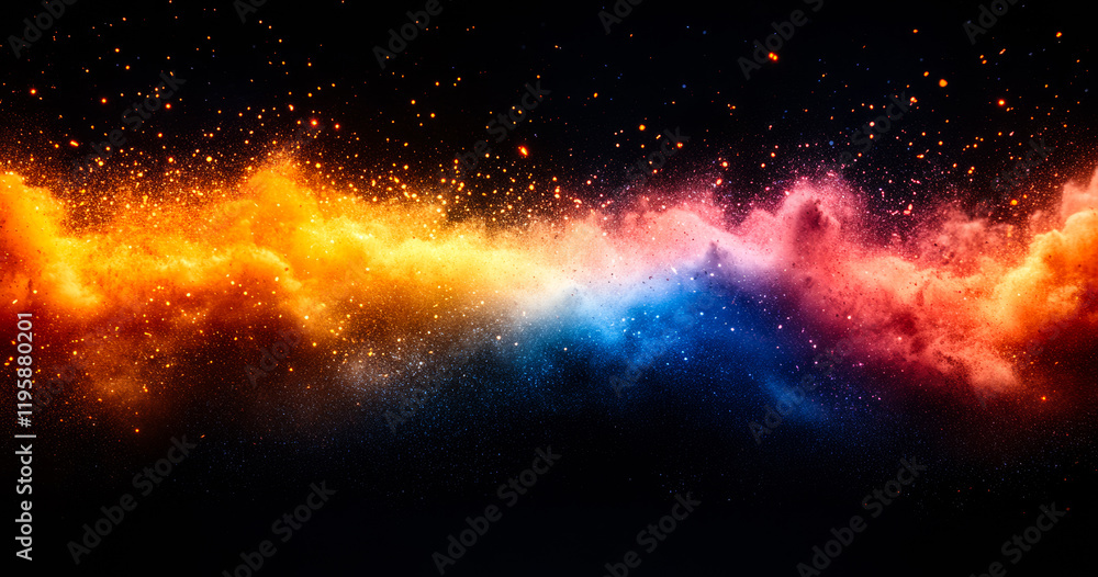 Poster a colorful line of stars in the sky. the stars are in different colors and are scattered throughout 