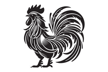 Rooster drawing silhouette