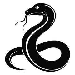 Fototapeta premium snake icon, snake vector silhouette, curved snake animal design illustration, black reptile graphic symbol, dangerous wild snake outline logo 