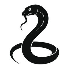 Fototapeta premium snake icon, snake vector silhouette, curved snake animal design illustration, black reptile graphic symbol, dangerous wild snake outline logo 
