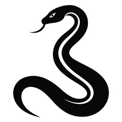 snake icon, snake vector silhouette, curved snake animal design illustration, black reptile graphic symbol, dangerous wild snake outline logo  

