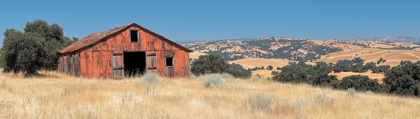 "Rustic Windmill on a Hillside Overgrown with Lush Plants Under Clear Blue Sky"

