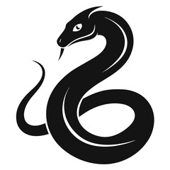Naklejka premium snake icon, snake vector silhouette, curved snake animal design illustration, black reptile graphic symbol, dangerous wild snake outline logo 