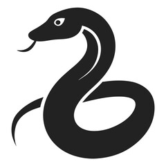 Fototapeta premium snake icon, snake vector silhouette, curved snake animal design illustration, black reptile graphic symbol, dangerous wild snake outline logo 