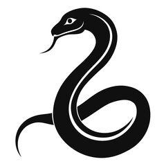 snake icon, snake vector silhouette, curved snake animal design illustration, black reptile graphic symbol, dangerous wild snake outline logo  
