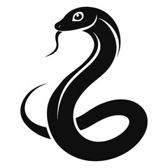 snake icon, snake vector silhouette, curved snake animal design illustration, black reptile graphic symbol, dangerous wild snake outline logo  
