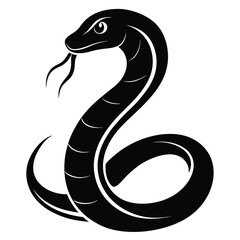 snake icon, snake vector silhouette, curved snake animal design illustration, black reptile graphic symbol, dangerous wild snake outline logo  
