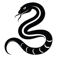 snake icon, snake vector silhouette, curved snake animal design illustration, black reptile graphic symbol, dangerous wild snake outline logo  
