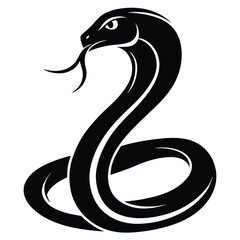 snake icon, snake vector silhouette, curved snake animal design illustration, black reptile graphic symbol, dangerous wild snake outline logo  
