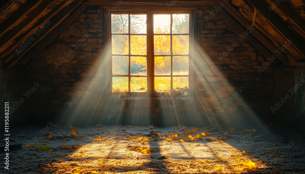 Poster a window in a building is letting in sunlight, creating a warm and inviting atmosphere. the room is 
